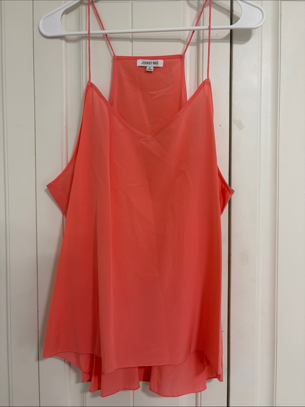 Johnny Was Coral Silk Spaghetti-Strap Cami